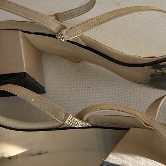 Marc Andrew Strappy Gold Shimmer Dressy Sandals with Chunky Heel Sz 9M - Picture 8 of 9